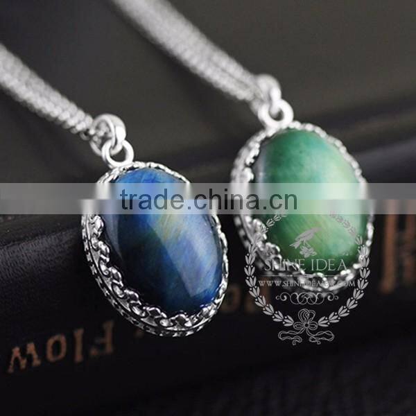 925 sterling silver oval tiger eyes gemstone cabochon fashion women necklace 6360483