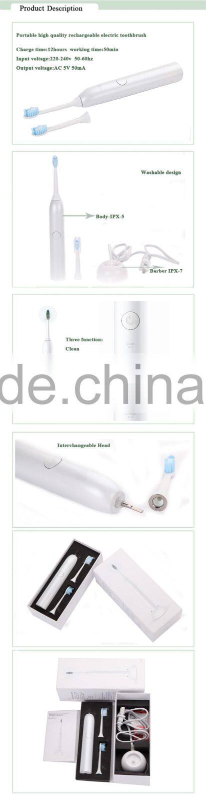 waterproof portable high quality rechargeable electric toothbrush