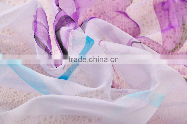 Spring Summer New Women's Georgette Chiffon Flower Printed Scarf Wraps Shawl Stole Soft