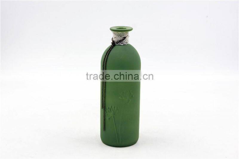 green color thin tall glass vase