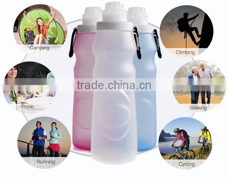 2017 New Silicone Foldable Water Bottle Gym Bottles Bike Water Bottles