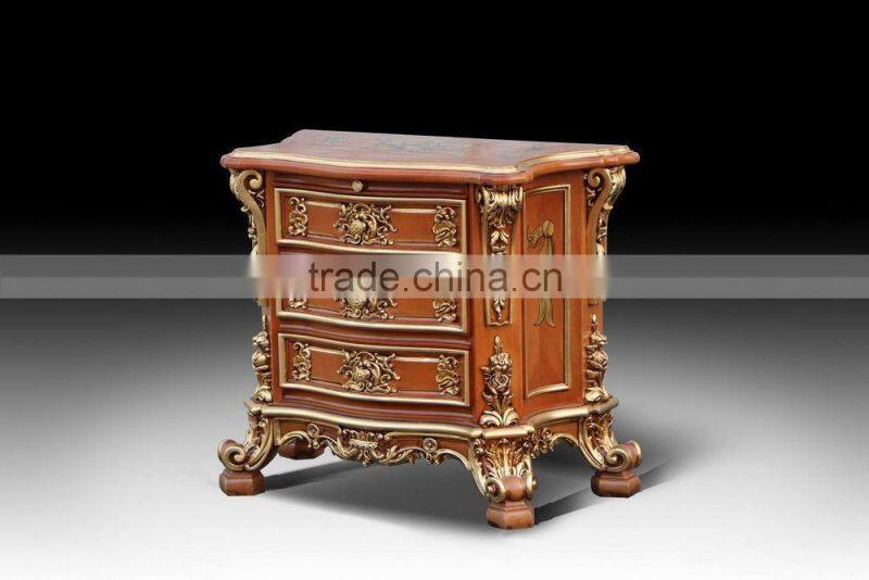 European French Style Fine Carved Upholstered Golden Trim Bisini New Product Bedroom Set