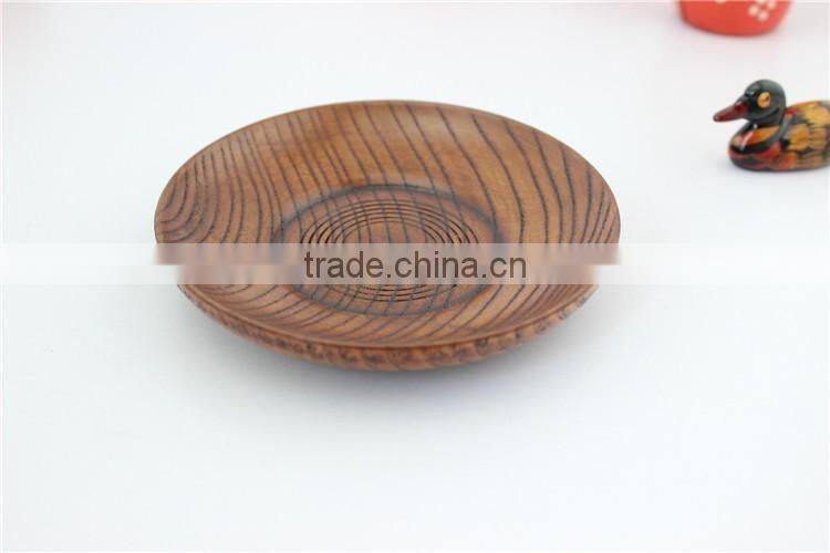 Japanese Style Dessert Plate,Wooden Sushi Dish,Round Wood Dry Fruit Plate, 10cm