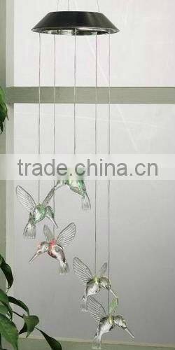 Indoor bird decorative led solar wind chimes light