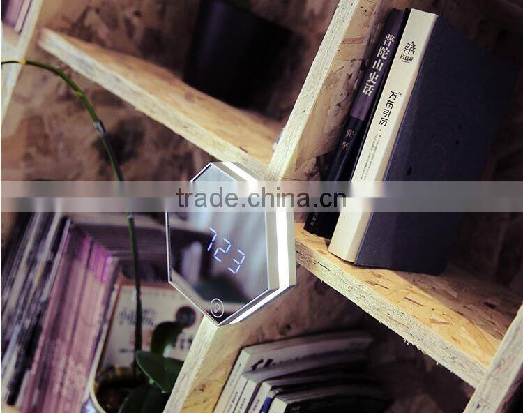 multifunction mirroring alarm clock with led digital thermometer cosmetic mirror night-lighting alarm clock