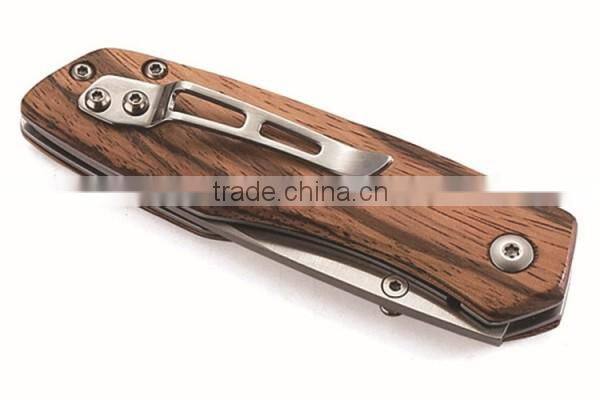 Real Zebra Wood Pocket Survival Stainless Steel Knife For Outdoor