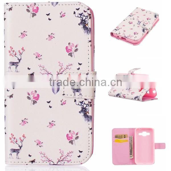 Relief painting phone shell PU leather phone case flip leather holster for Samsung G530