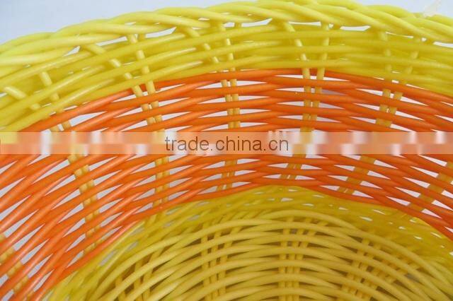 Cheap woven decorative colored fruit plastic pe rattan basket