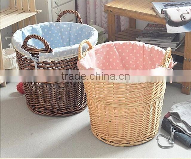 Hot sell large colored wicker recycle laundry basket with handles