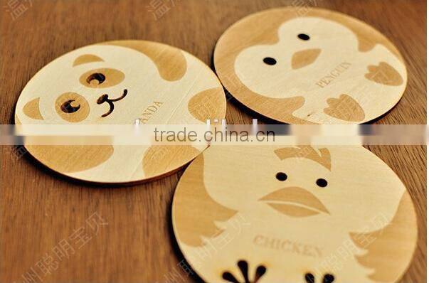 High quality wooden cup mat with cute design
