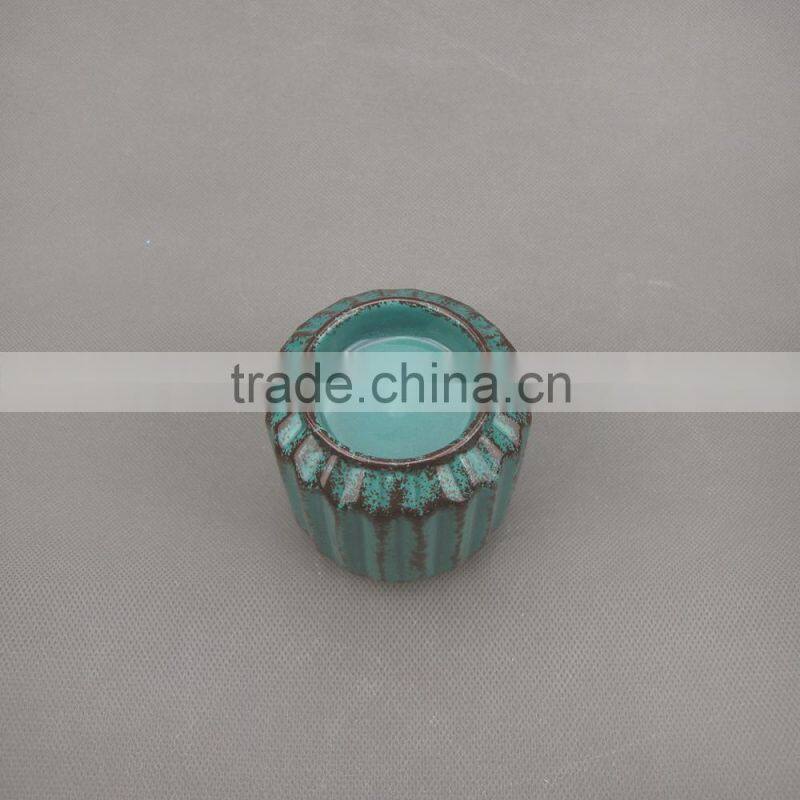 Home Decorative Table Top Elegant Blue Ceramic Tealight Candle Holders Wholesale