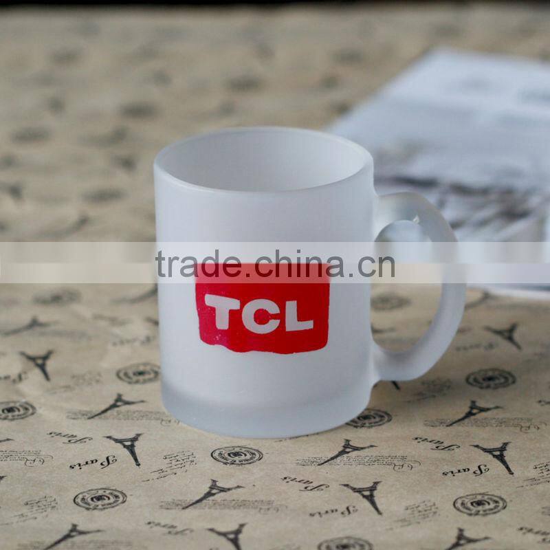 frosted decal glass mug machine pressed