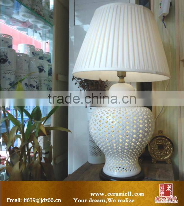 White ceramic ginger jar lamp