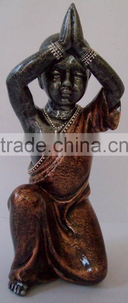 Unique resin sitting black monk Statue