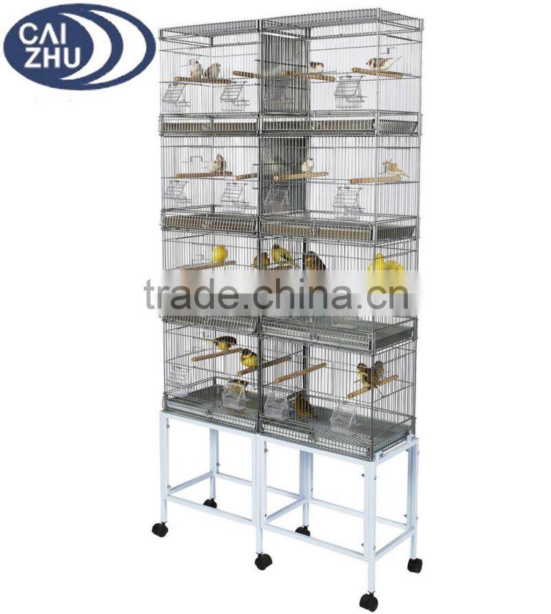 SMALL PARROT BIRD FINCH CANARY AVIARY CAGE WIRE BREEDING W/STAND & WHEEL