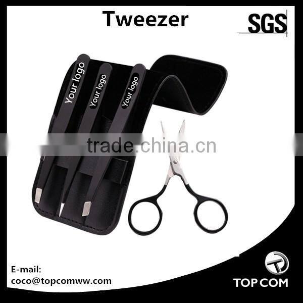 IVON 4 pack Tweezers Set- Stainless Steel Flat,Pointed,Slanted Tweezer and Eyebrow scissors