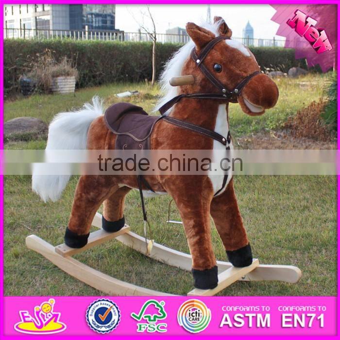 2017 Hot sale wooden rocking horse kids' wooden rocking horse toy, cheap wooden rocking horse W16D109