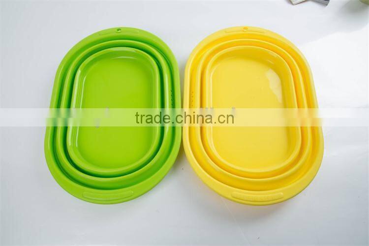 Silicone square shaped folding wash basin,fruit bowl