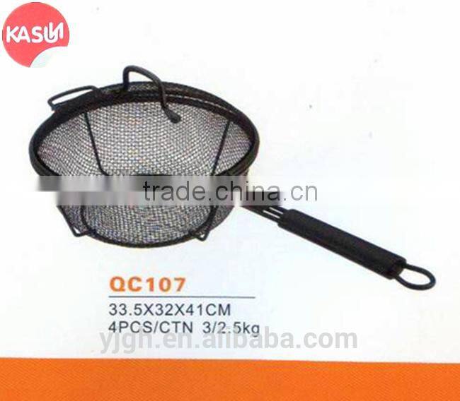 QC106 KASUN non stick mini fryer basket mesh BBQ roaster basket with cover