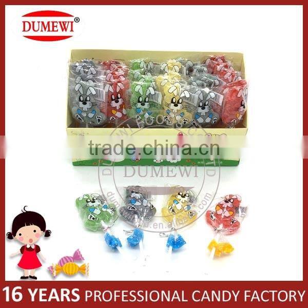 Colorful Fruity Delicious Soft Candy Rabbit Shapes Jelly Lollipop Candy