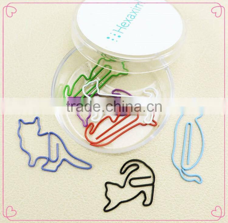 Round transparent PP box with assorted OEM shapes metal paper clips