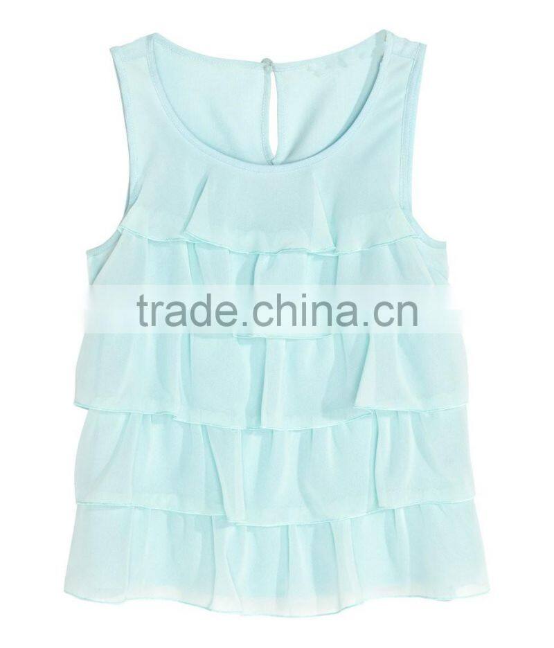 2016 Children Little Girls Flowy Tiered Sleeveless Top HST8035