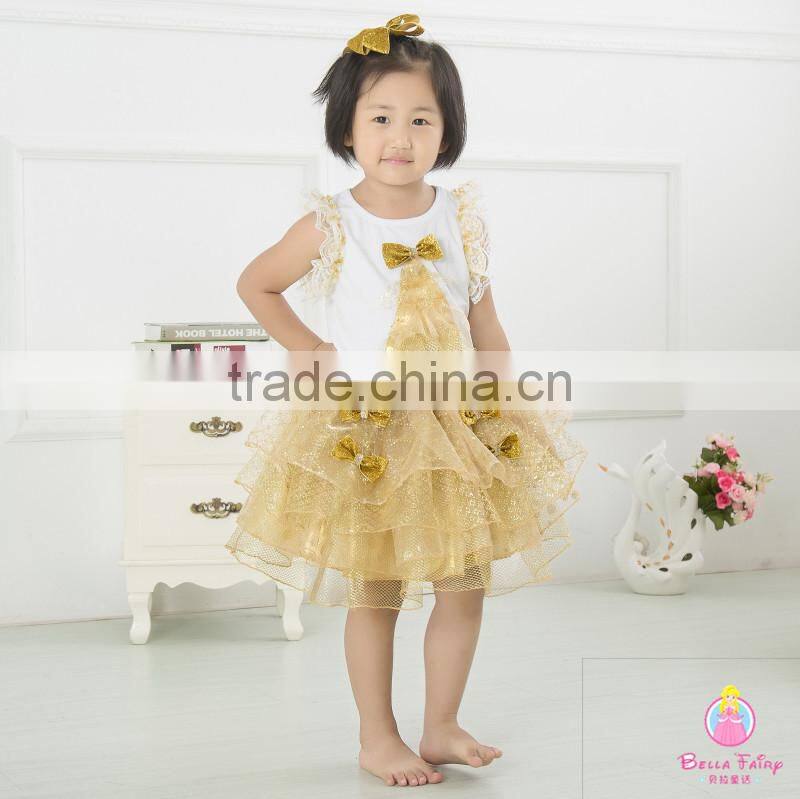 Latest baby kids clothes Beautiful children fairy skirts wholesale christmas golden childhood tutu set bella fairy