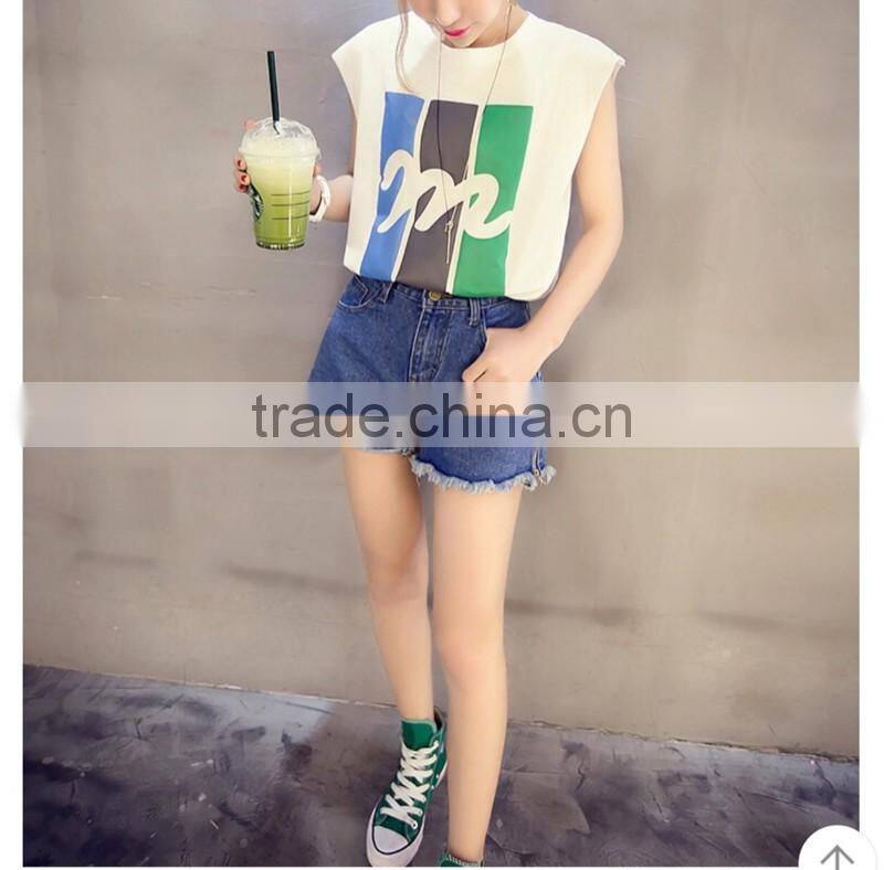 Lady t-shirt , sleeveless round neck t shirt for sexy women