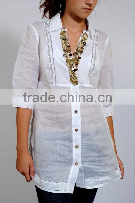 ladies white cotton top