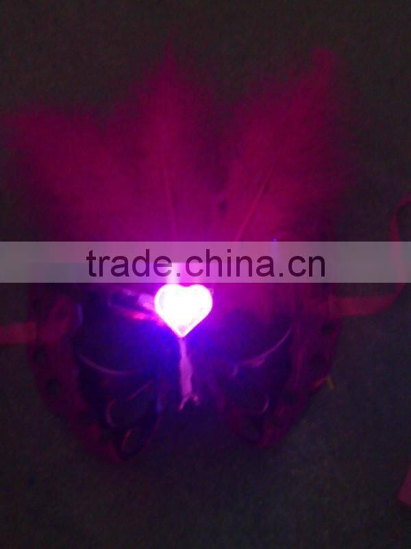 2014 wholesale feather led flashing light party masks