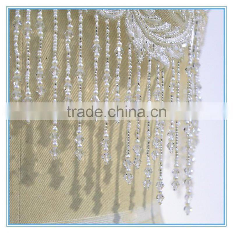 Lady short elegant style wedding embroidery beading top