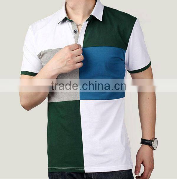 Multi-color stitching polo shirts with Pima cottom