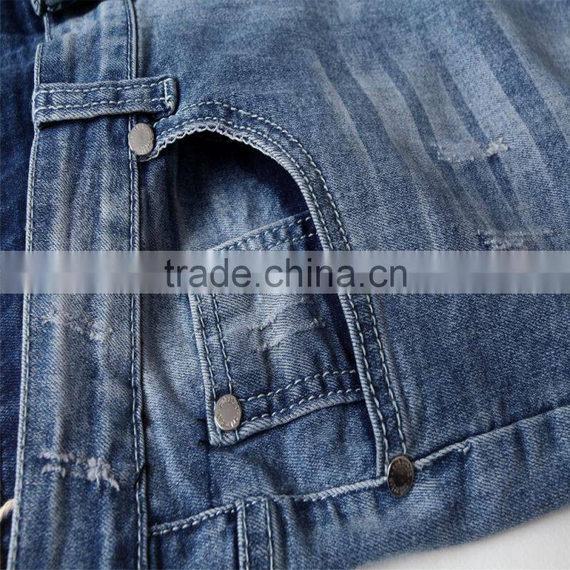 The new men's fashion men's jeans brand jeans hole personality male personality Slim comfortable pants