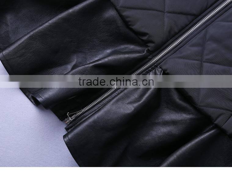 Ladies High Collar Quilting Jacket With PU Skirt