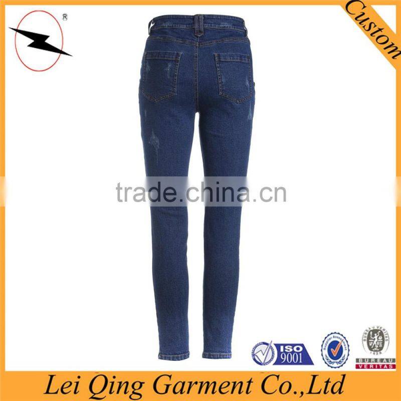 Ladies cotton denim pencil pants, small-leg-opening jeans