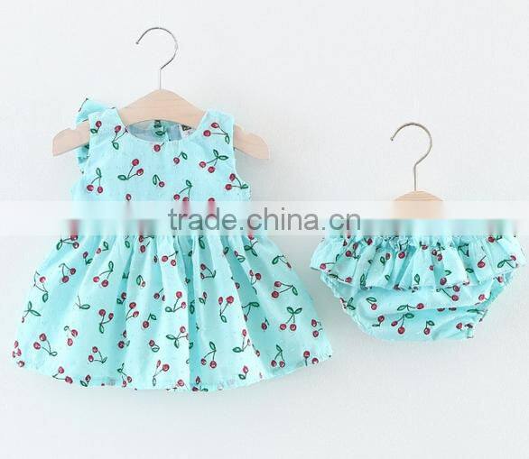 Baby Organic Clothing Cherry Sets Vintage Clothing Wholesale Bow On Shoulder Outfit