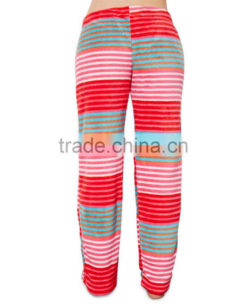 Women's coloful mixed stripe warm pyjamas pants