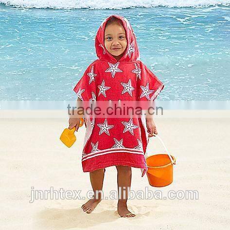 Kids priate velour hooded towel in blue/red for child,custom cotton hooded baby bath towel