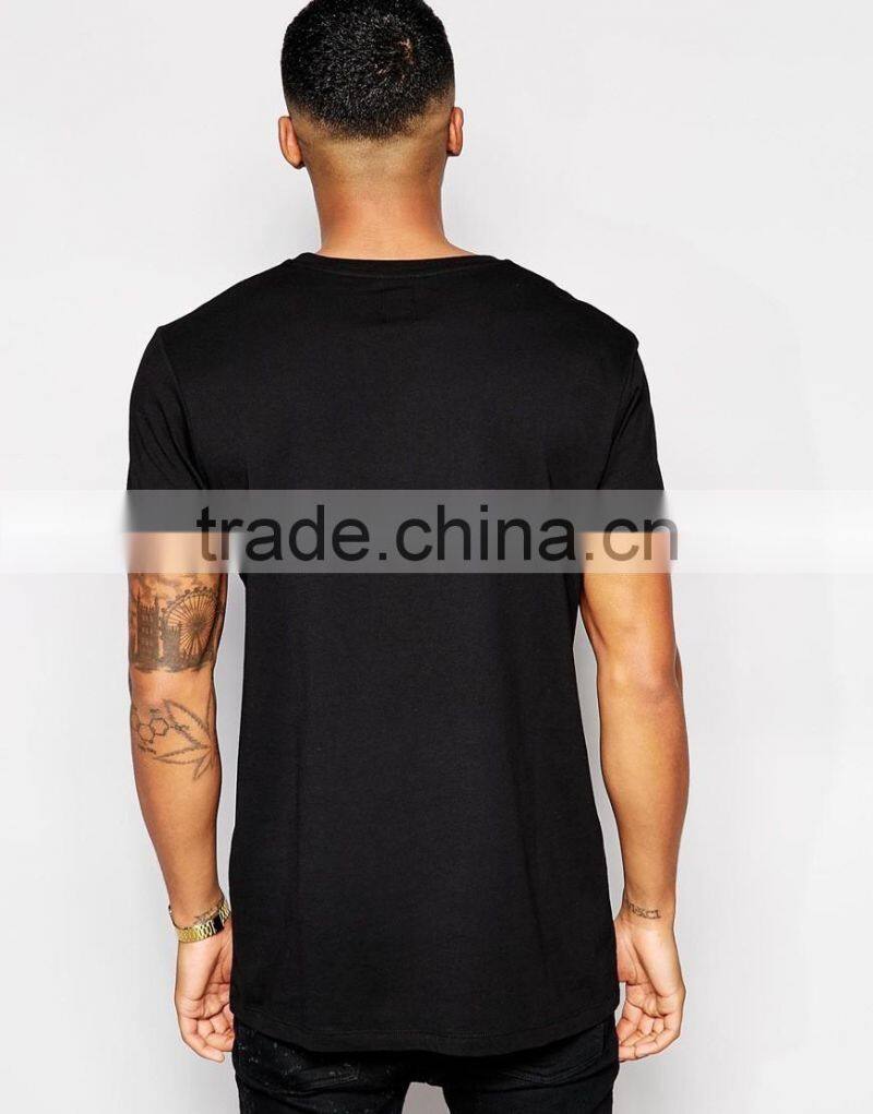 Man Wear Mesh Pocket Longline T Shirt New Style Tshirt Casual Top Cothes Men 2017 Mens T-shirts Tee