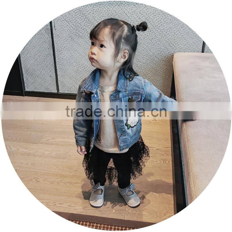 S17643A autumn kids clothes children embroidered denim jacket
