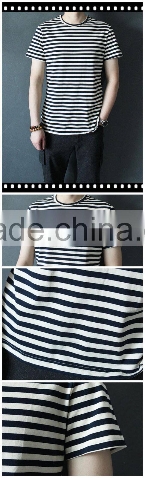 Custom Men Yarn Dyed Striped Cotton T Shirt Factory Price