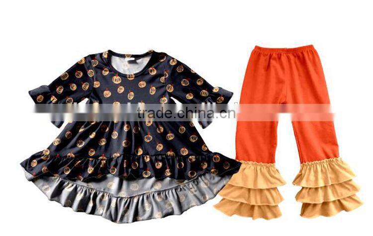 Fashion Baby Halloween Outfit Fall Baby Girls Outfit Girls Stripes Ruffle Pant Outfit Child Clothing Set Kids Clothes