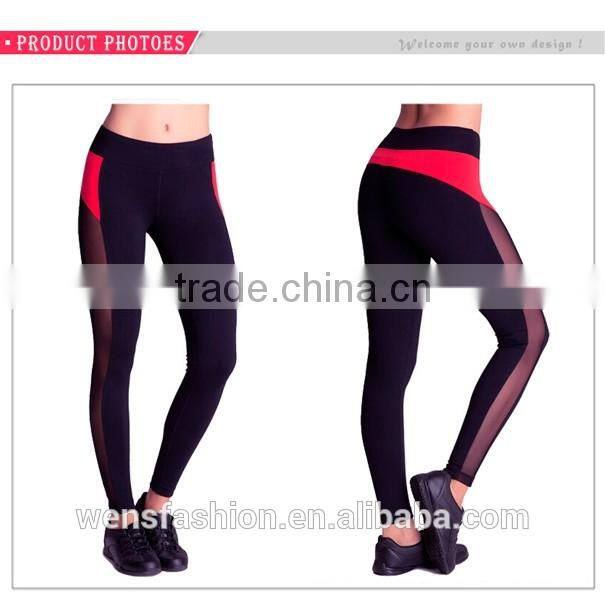Custom Sports Yoga Wear compression net yarn mesh leggings for women