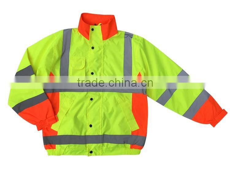 EN343 EN20471 mens safety waterproof cheap fluorescent Rain jacket