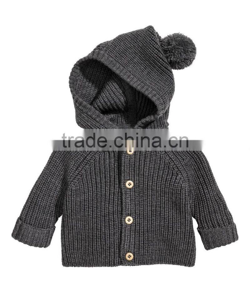 Soft wool round collar cardigan sweater for Children knitwear 2017