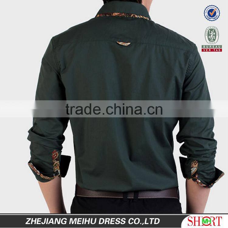 2016 fashion double collar slim fit piping fancy dress shirts for men