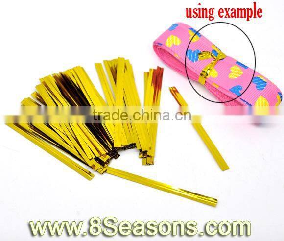 2 Packets(1500PCs) Metallic Gold Plated Twist Ties 6cm,8seasons