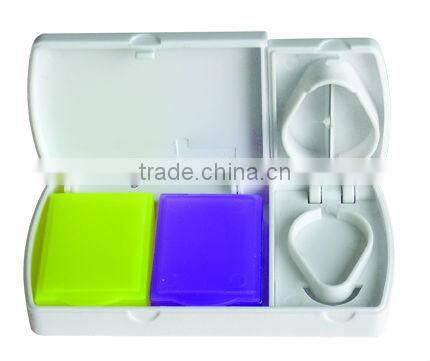 pill storage case with cutter/ weekly pill box/plastic pill box with cutter/Multi-functional Plastic Pill Box With Cutter