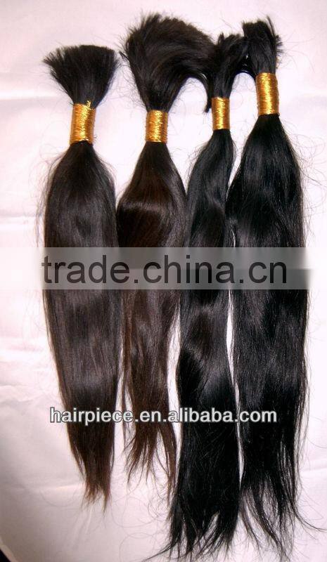 Wholesale unprosessed double drawn hair, hot selling cheap non remy double drawn bulk hair extension from China