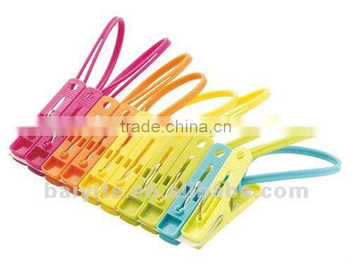 Pack of 12 Clothes Peg Clip Pins Rope Hanging Clothesline Windproof Hanger (Multicolor)